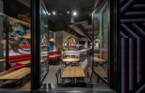 A view into Tortazo NoMad through the operable front windows