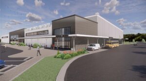 An exterior rendering of the Henrico Sports and Events Center