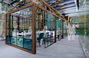 A rendering of the private dining space meant to increase safety and decrease infection risk at ILLUME